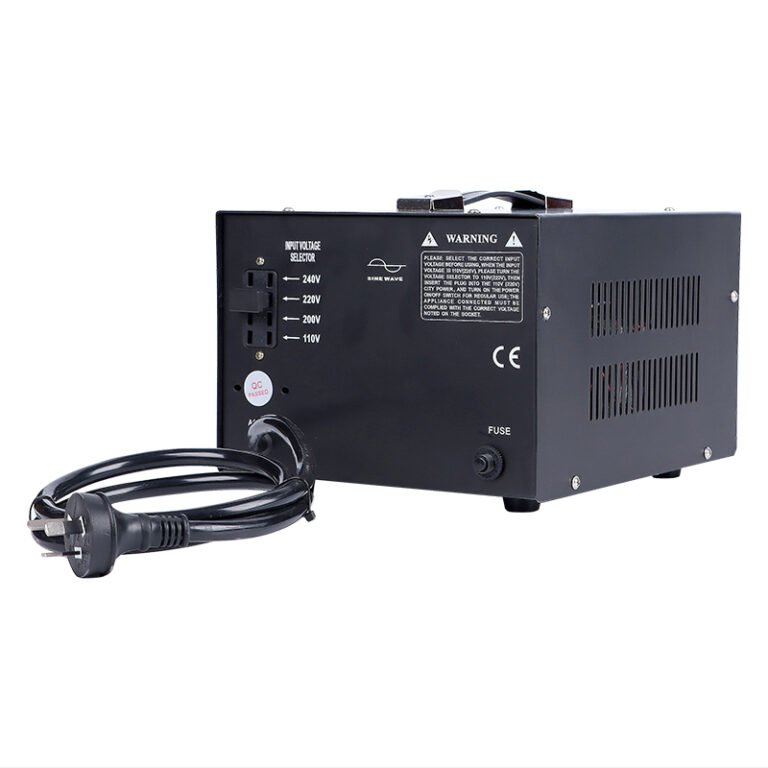 STU-5000 step up and step down transformer back view with power cord