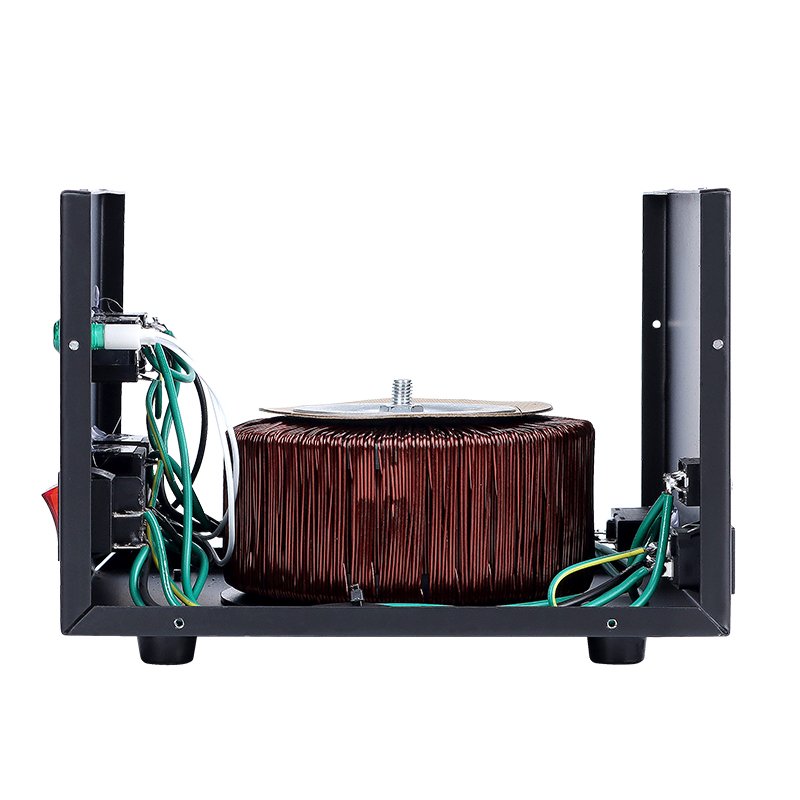 DT-1000VA internal copper winding coil close-up showing heavy-duty transformer construction
