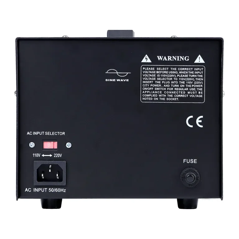 ST-1500 Step Up Transformer rear 3/4 view with power cord and ventilation