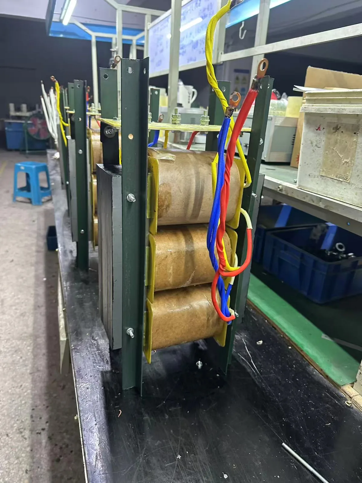 Wilmall winding workshop with copper coils on insulated formers