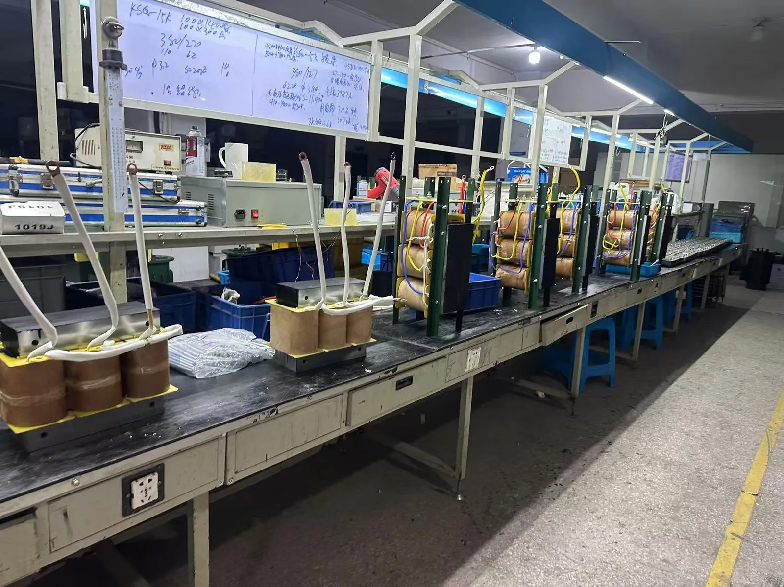 Testing bench where step down transformers for Cameroon are load-tested