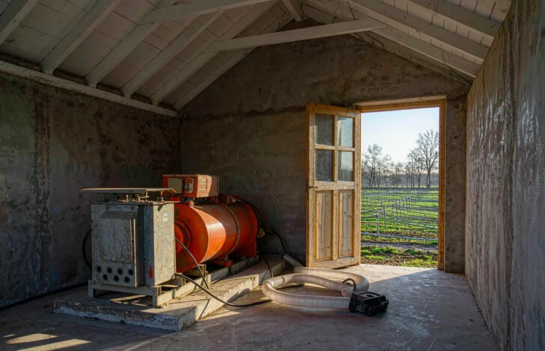 Step down transformer in a farm pump house running an irrigation pump motor