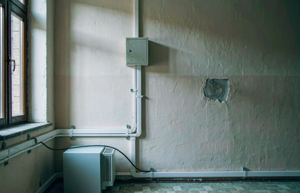 Step down transformer in a Tbilisi apartment utility corner in Georgia for 220V to 110V use