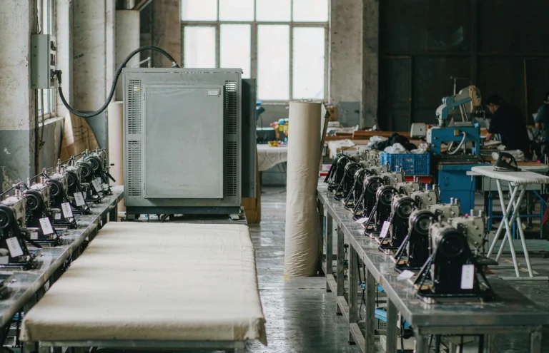 Step down transformer on the sewing floor of a textile and garment factory running 110V machines