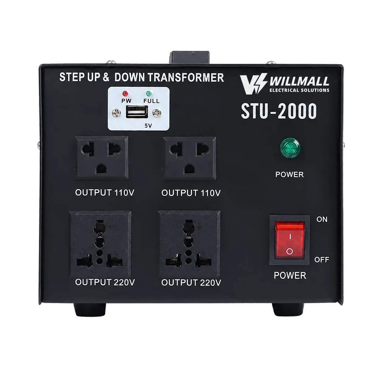step up and down transformer front panel with RCD protection for a commercial laundry circuit