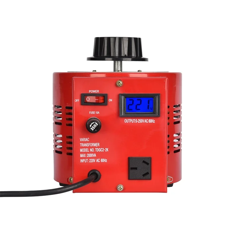 TDGC2J digital variable transformer front panel with LCD voltmeter, fuse and output socket