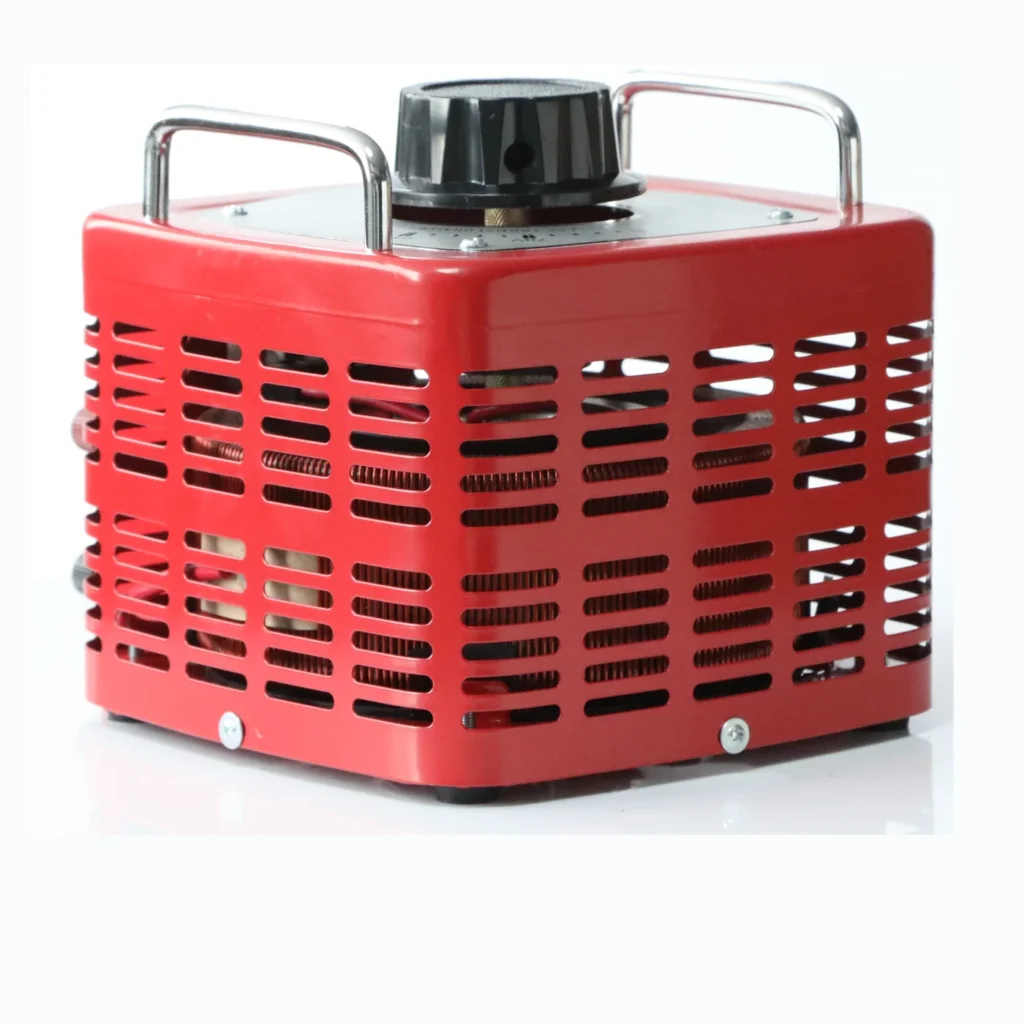 3000VA variac ventilated steel enclosure with copper winding visible through cooling slots