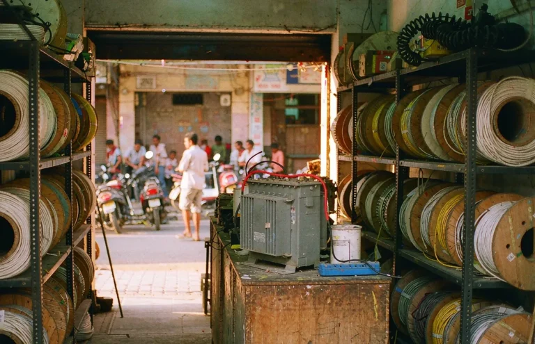 Voltage converter for Nepal on the counter of an electrical shop in Kathmandu